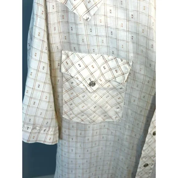 Fly Bighorn Western Checked Mens Shirt with Pearl Snap Buttons Large - Picture 4 of 8